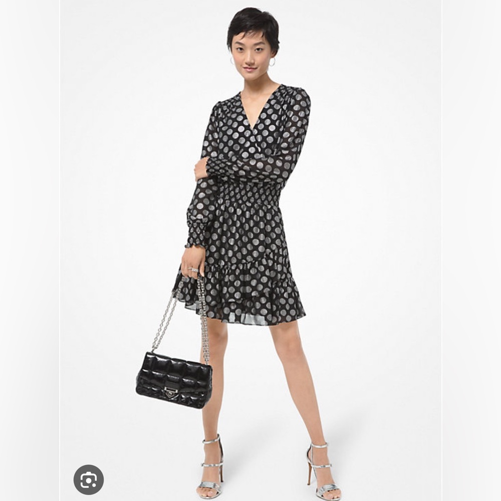 Polka dot Michael Kors faux wrap dress